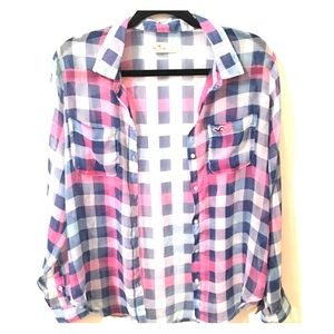 NEW HOLLISTER PINK & BLUE PLAID!